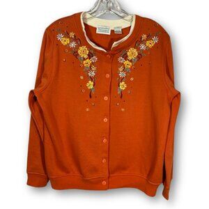 Shenanigan’s Size S Cardigan Button Up Collared Embroidered Sweater Fall Autumn